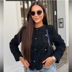 Massimo Dutti Boucle Crop Jacket Cardigan